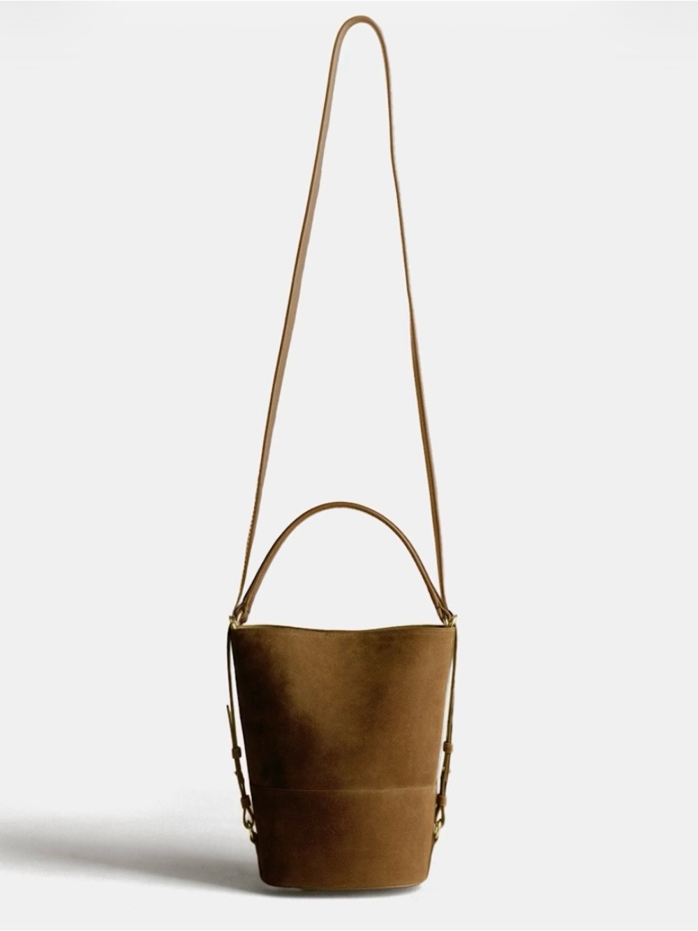 Sèzane Mini Gary Taupe Suede Bucket bag